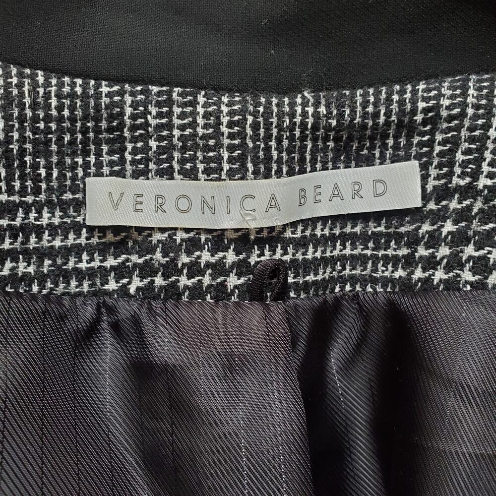 Veronica Beard Gia Dickey Jacket Houndstooth Plaid Blazer Black Tweed Size 12 - Picture 7 of 9